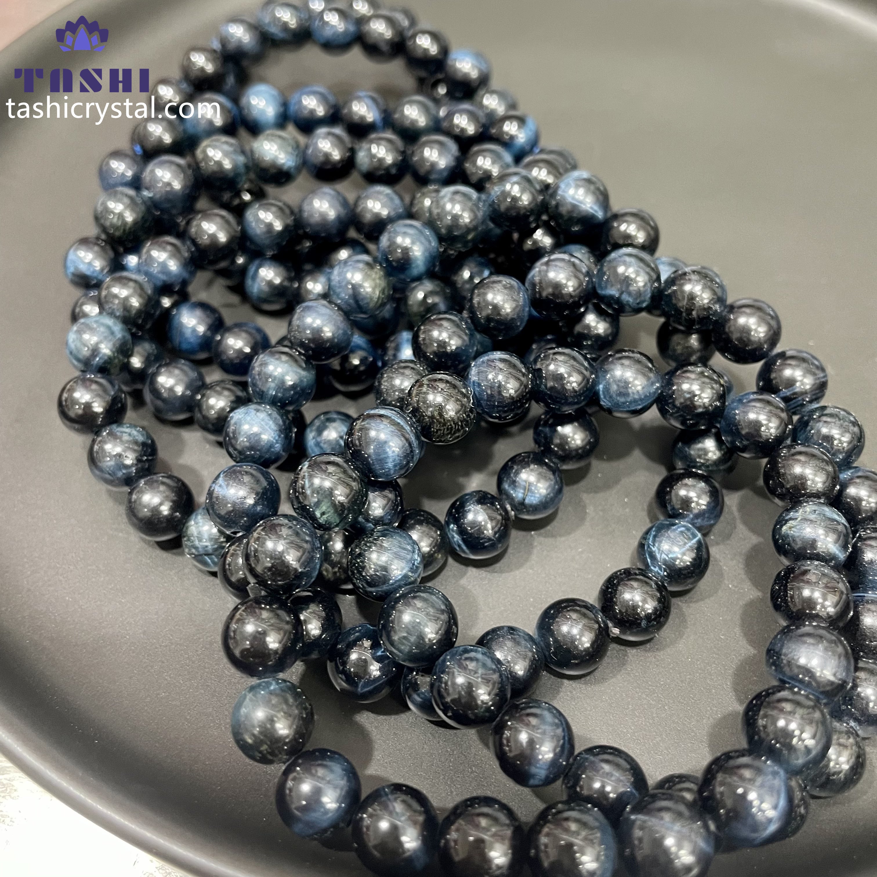 8mm Blue Tiger Eye Bracelets Round Beaded Bracelets Stretch Beads