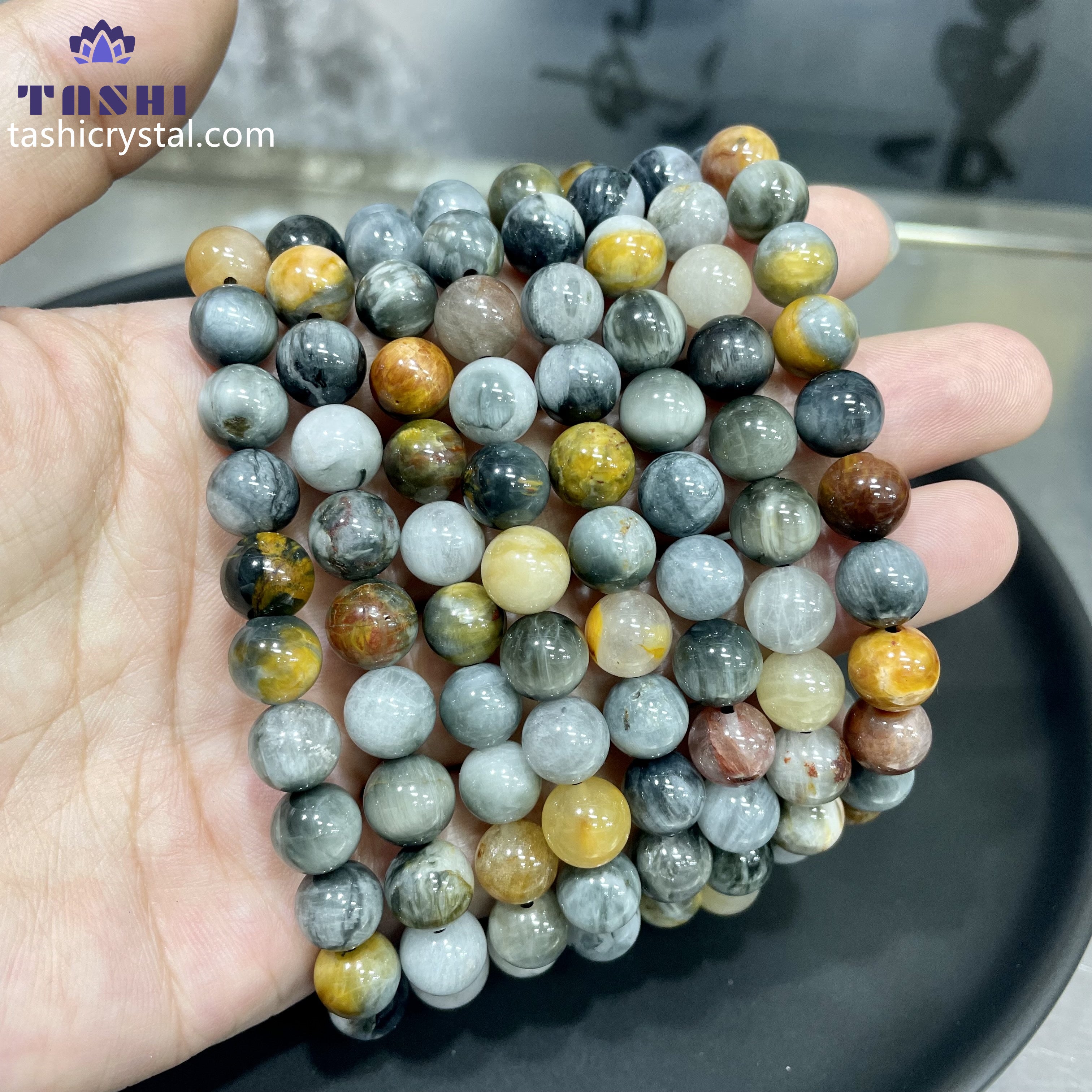 8mm Hawkeye Stone Bracelets Round Beaded Bracelets Stretch Beads