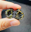 Mini Golden Sheen Obsidian Fox on Moon Carvings Confetti Jewlery Charms