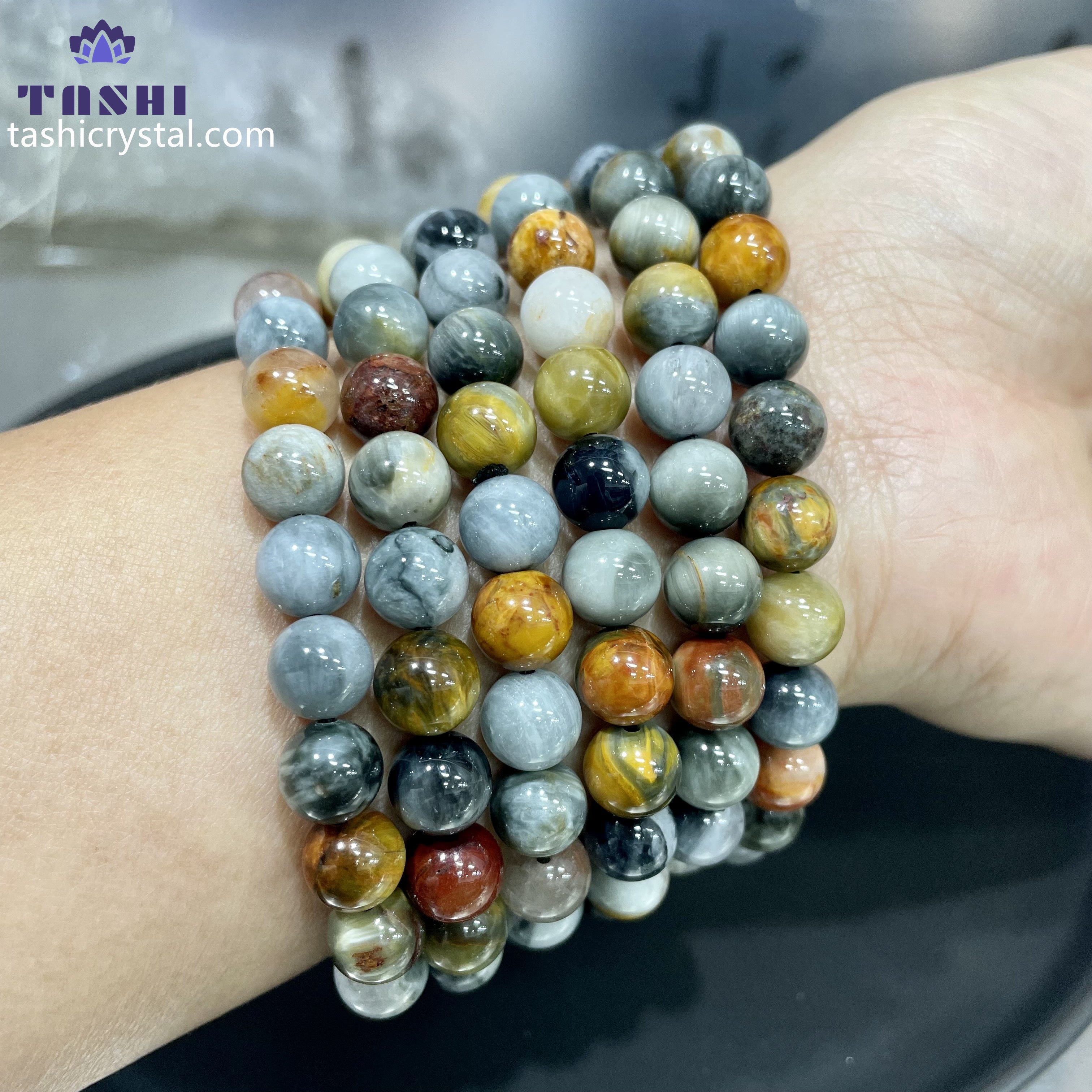 8mm Hawkeye Stone Bracelets Round Beaded Bracelets Stretch Beads