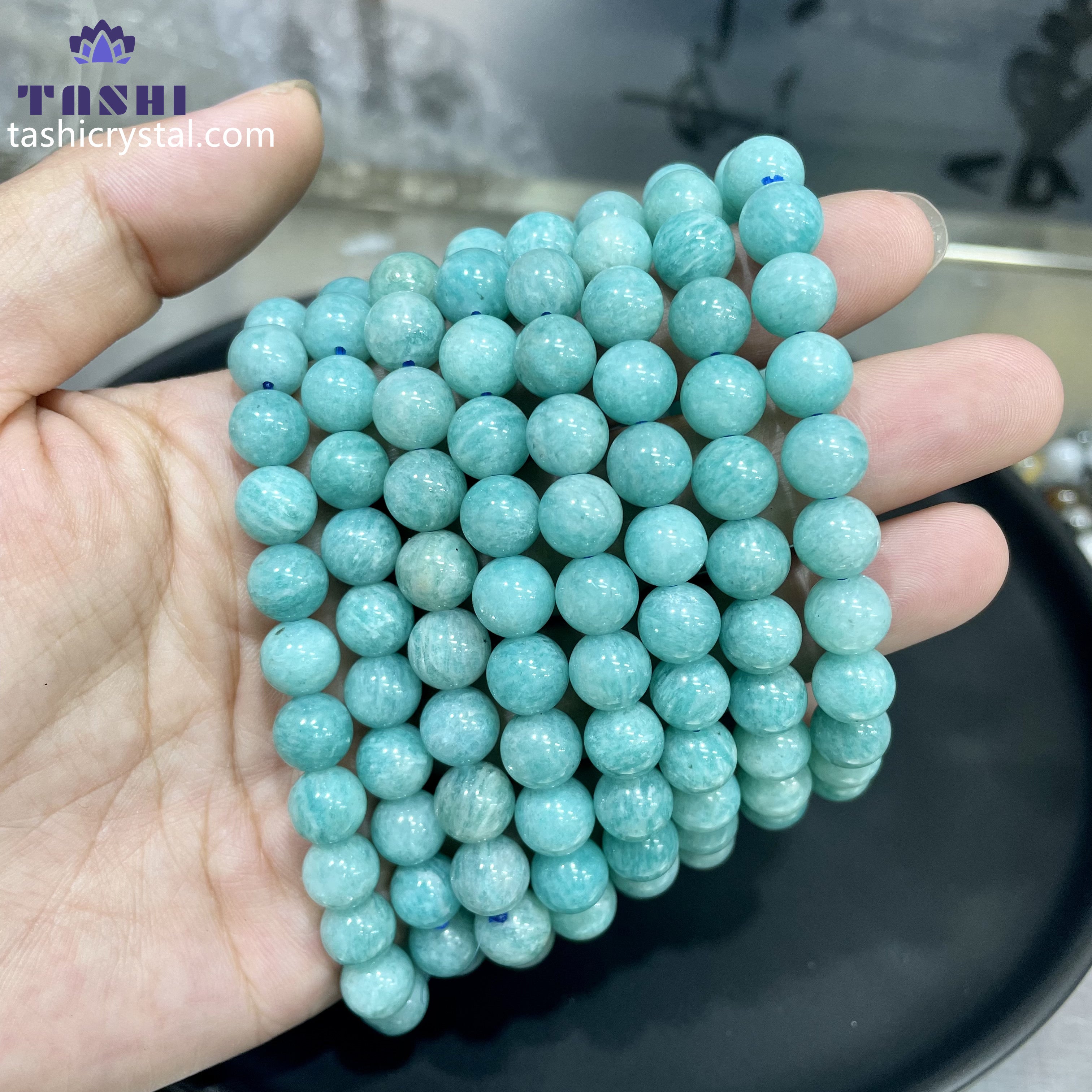 8mm Amazonite Bracelets Round Beaded Bracelets Stretch Beads