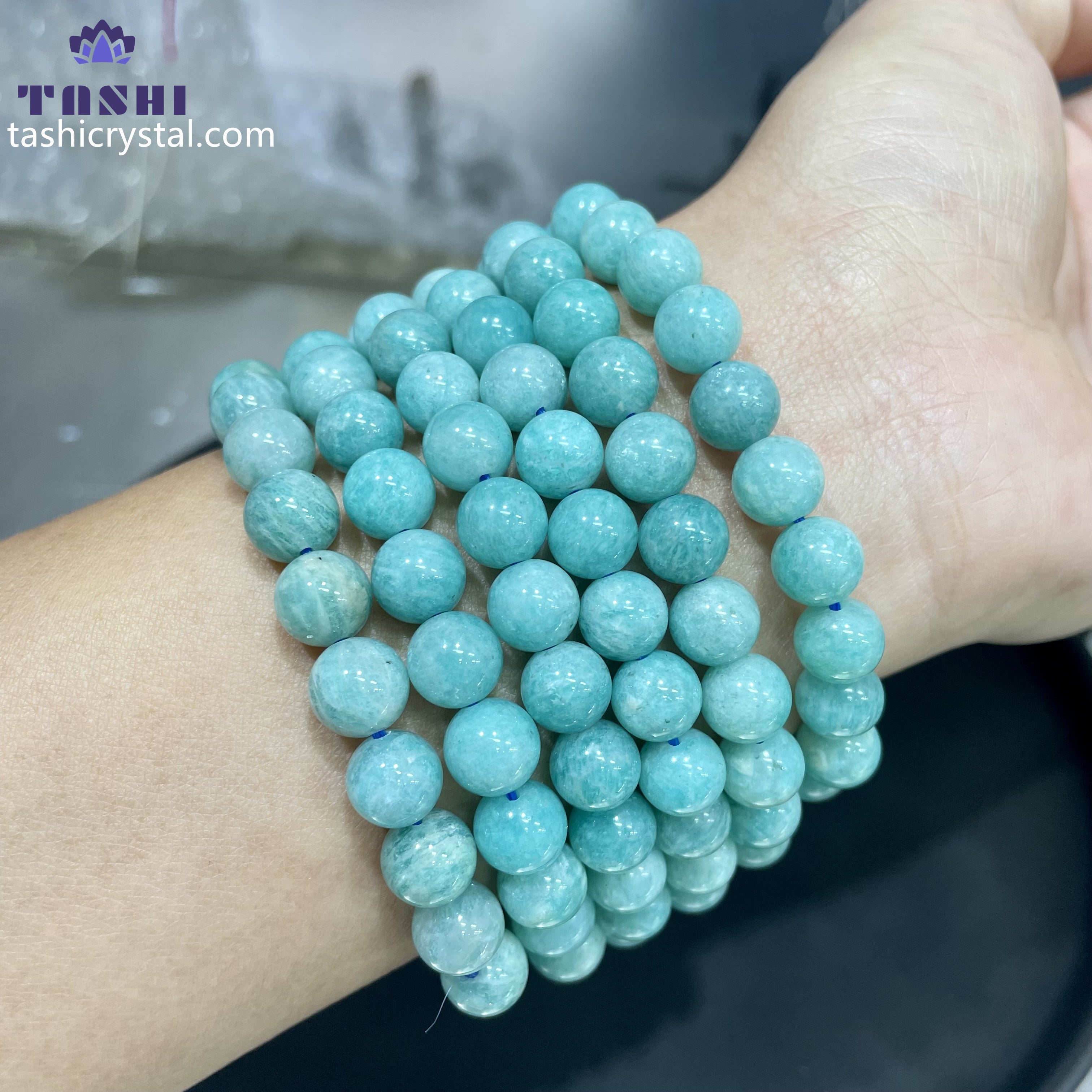 8mm Amazonite Bracelets Round Beaded Bracelets Stretch Beads