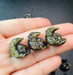 Mini Golden Sheen Obsidian Rabbit on Moon Carvings Confetti Jewlery Charms