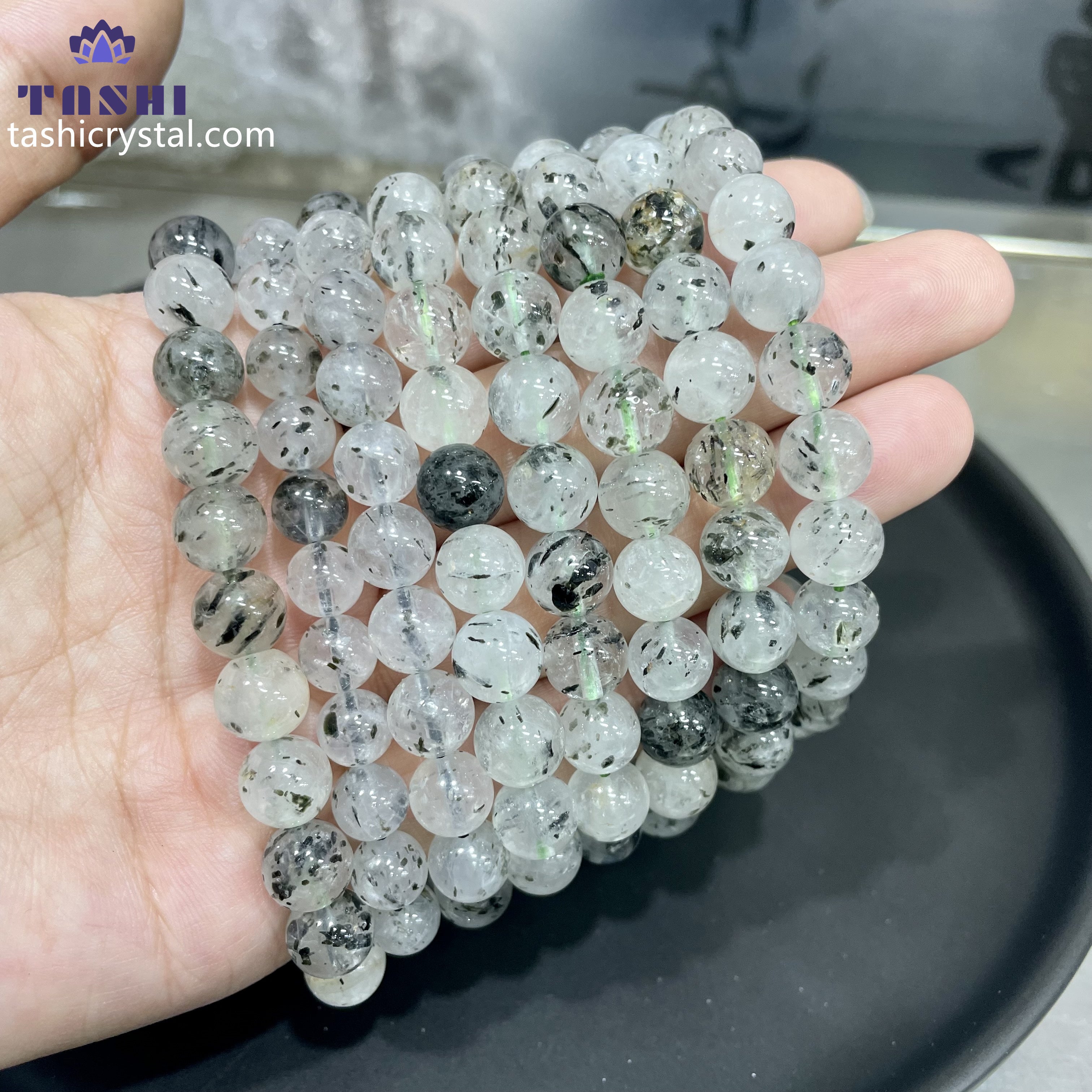 8mm Green Tourmaline Quartz Bracelets Round Beaded Bracelets Stretch Beads