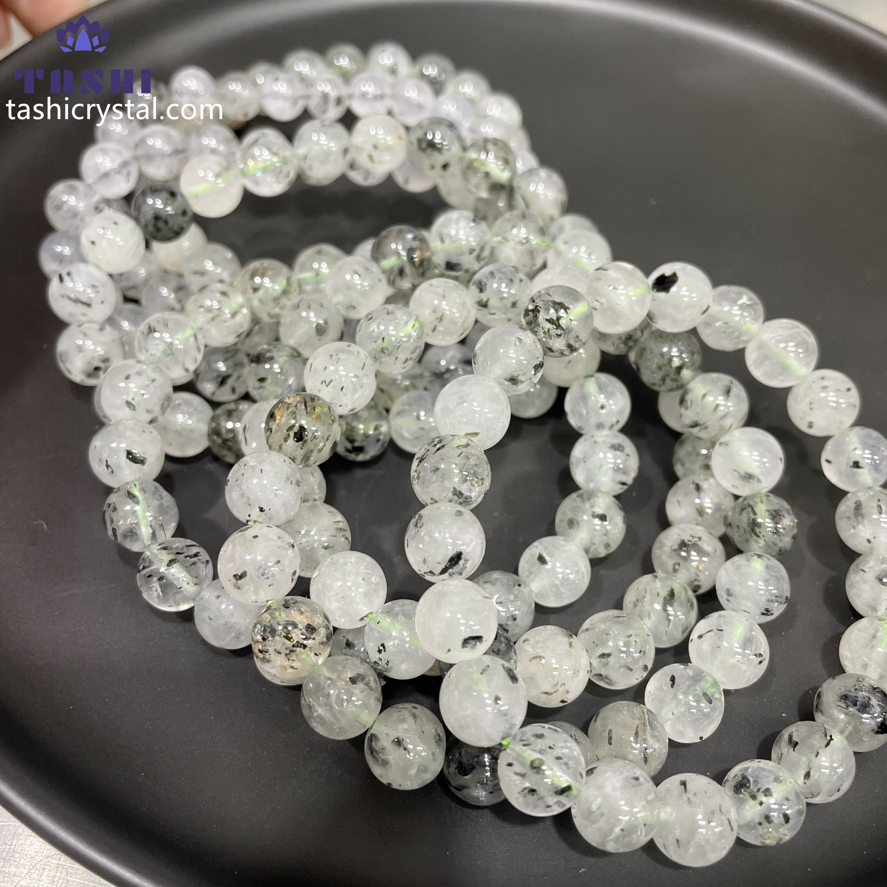 8mm Green Tourmaline Quartz Bracelets Round Beaded Bracelets Stretch Beads
