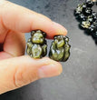 Mini Golden Sheen Obsidian Nine Tail Fox Carvings Confetti Jewlery Charms