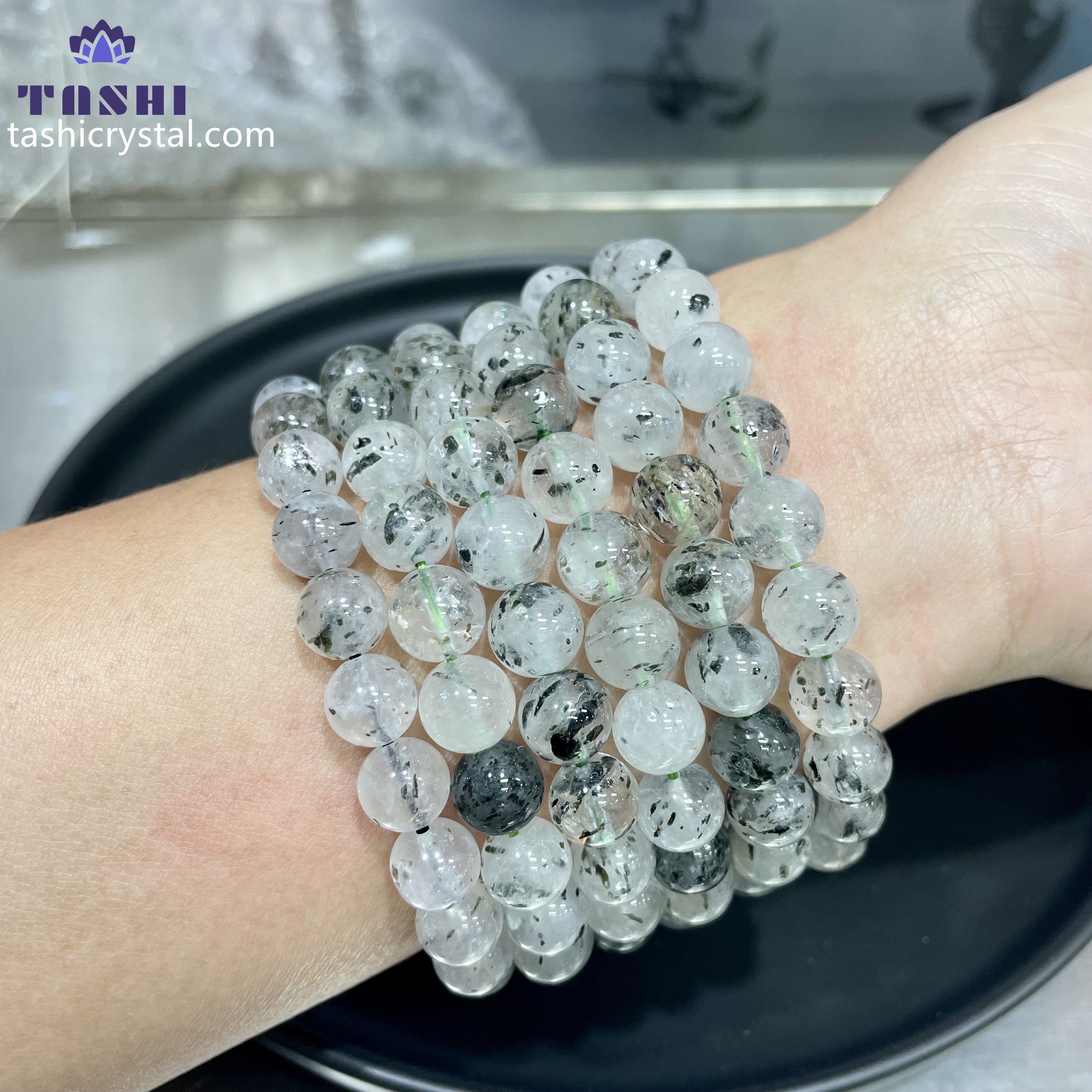8mm Green Tourmaline Quartz Bracelets Round Beaded Bracelets Stretch Beads