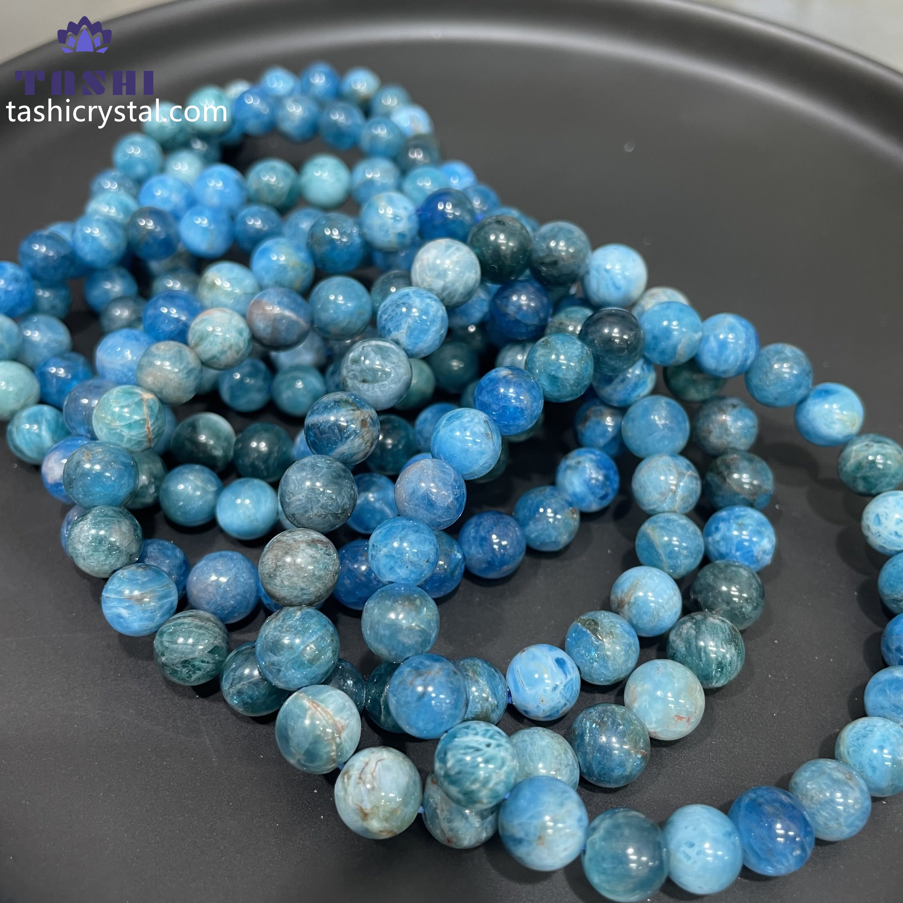 8mm Higher Quality Blue Apatite Bracelets Round Beaded Bracelets Stretch Beads