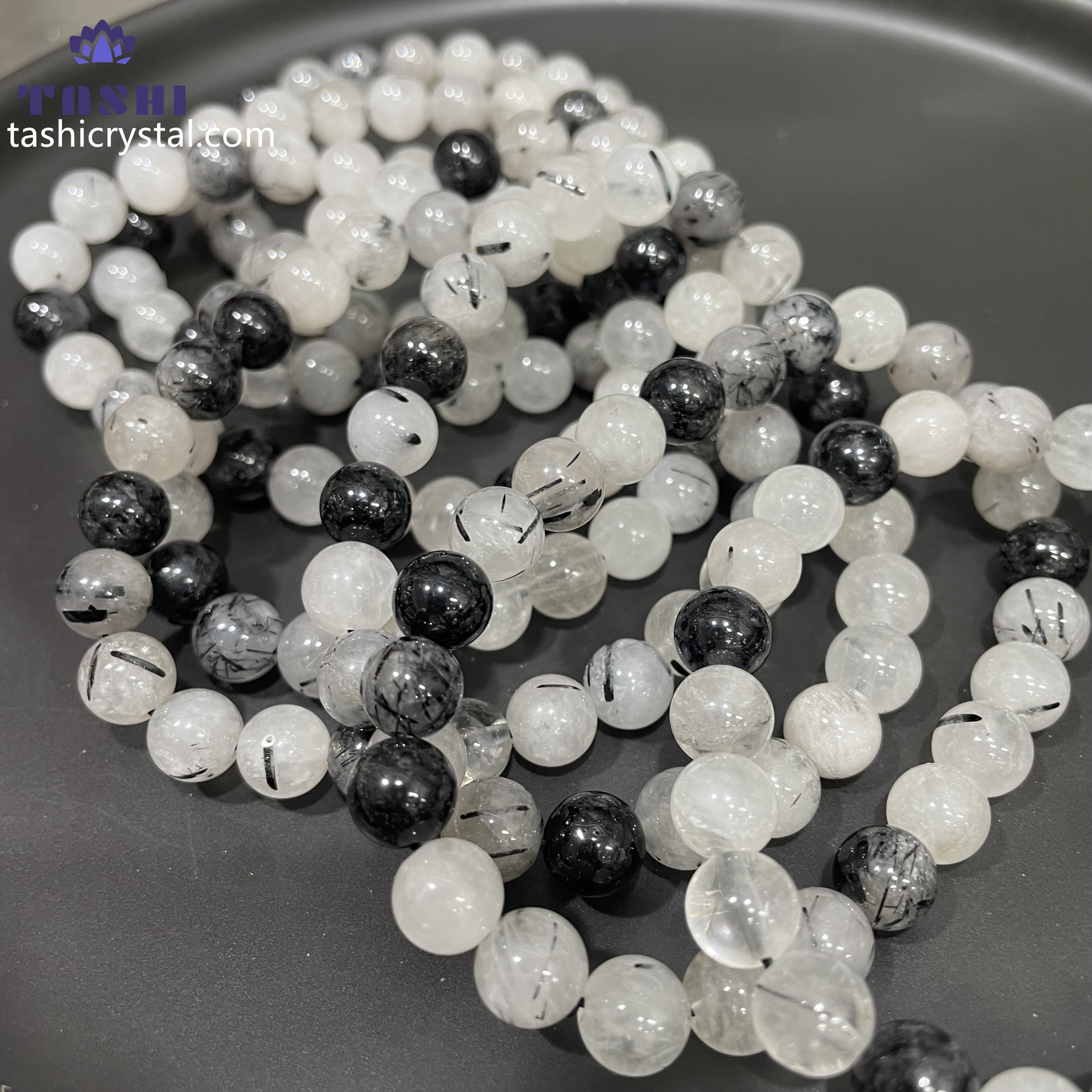 8mm Black Tourmaline Quartz Bracelets Round Beaded Bracelets Stretch Beads