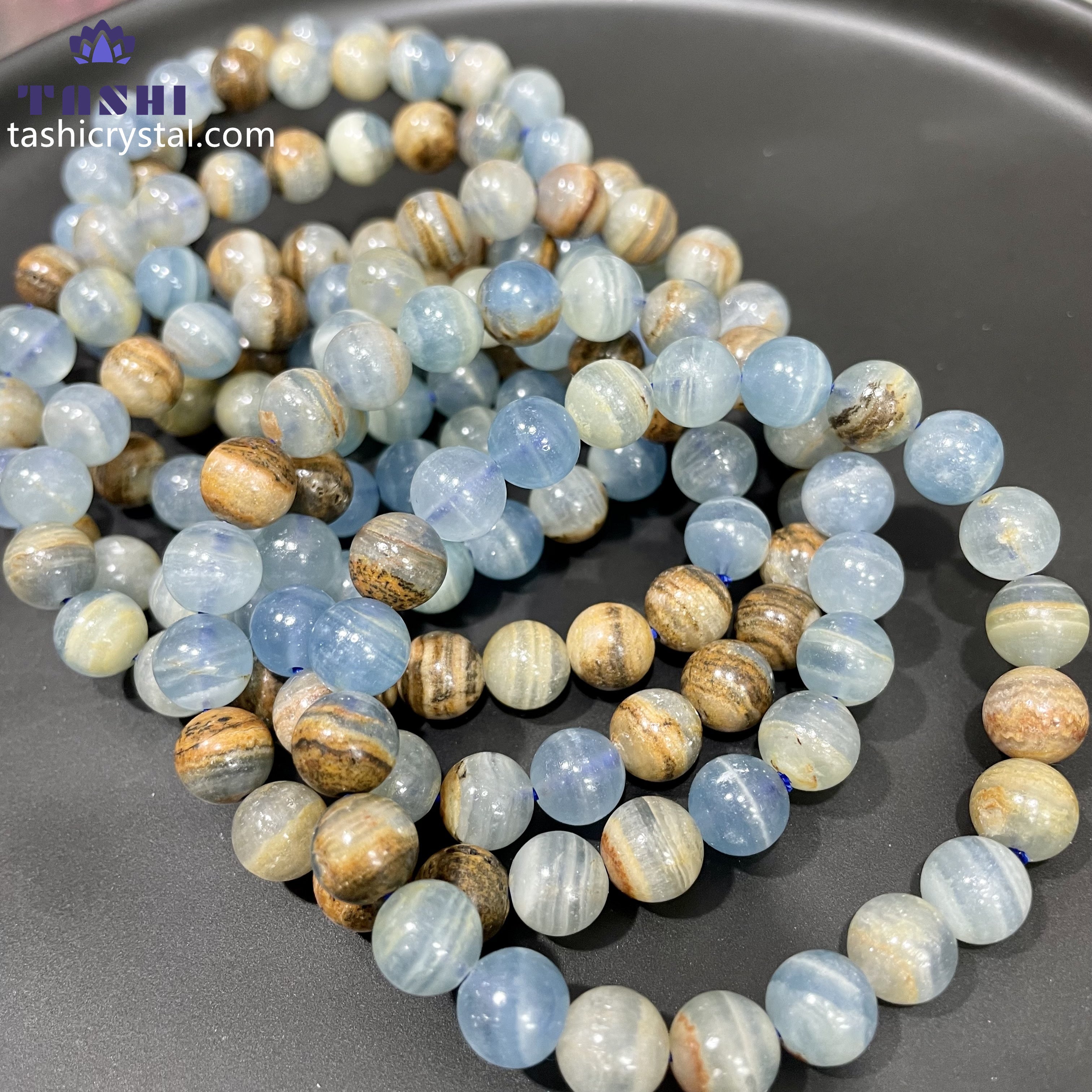 8mm Blue Onyx Bracelets Round Beaded Bracelets Stretch Beads