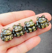 Mini Golden Sheen Obsidian Nine Tail Fox Carvings Confetti Jewlery Charms