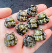 Mini Golden Sheen Obsidian Nine Tail Fox Carvings Confetti Jewlery Charms