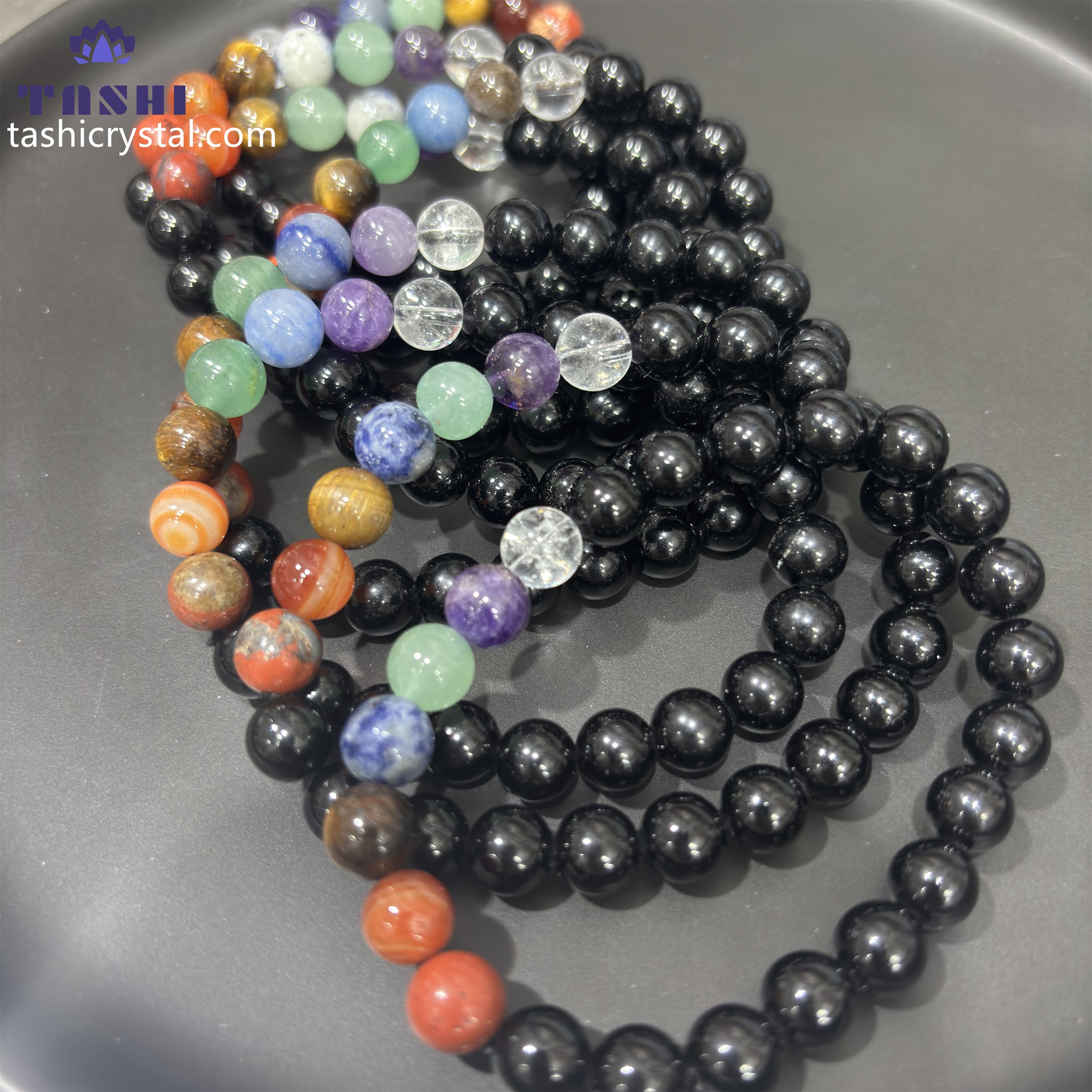 8mm Obsidian Chakra Bracelets Round Beaded Bracelets Stretch Beads