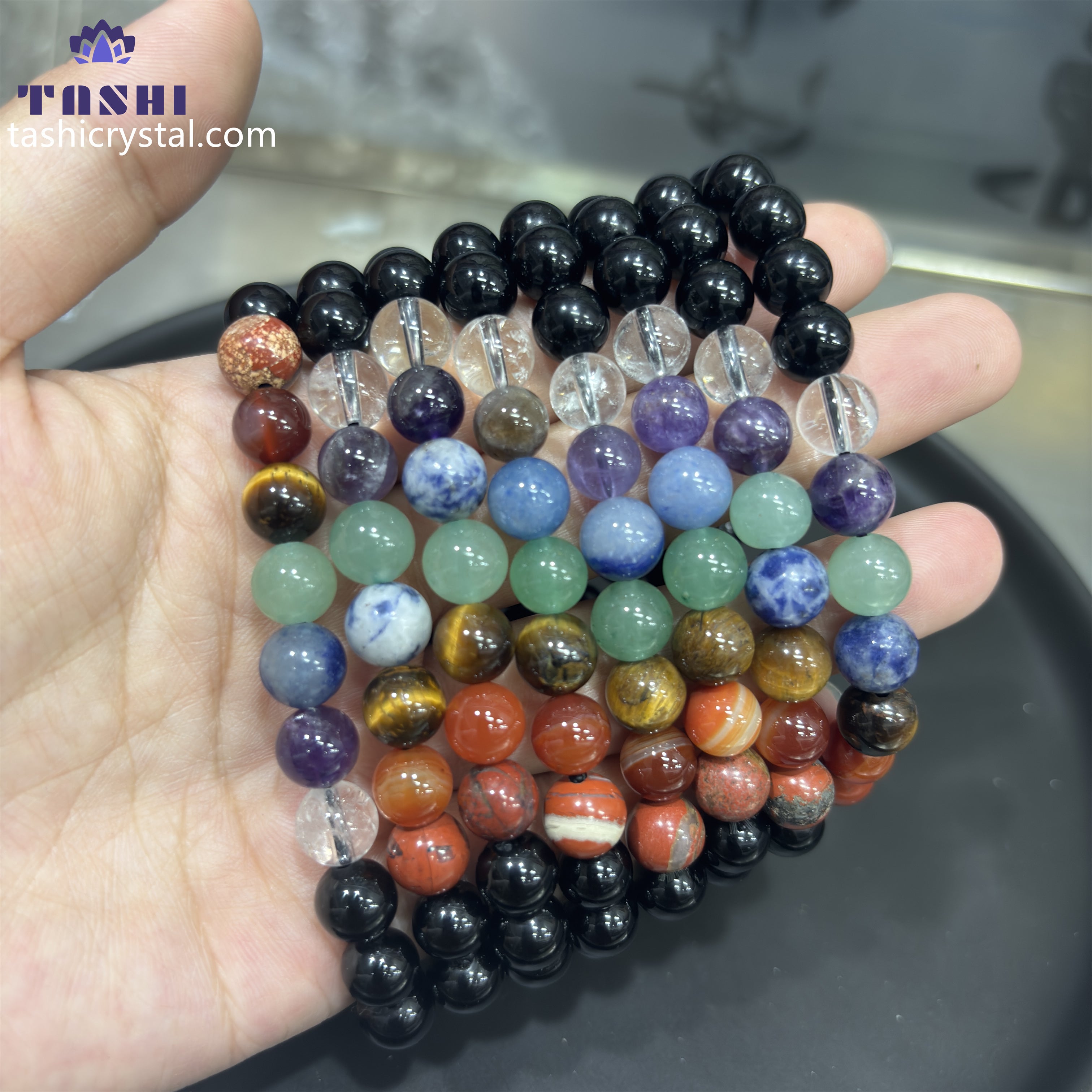 8mm Obsidian Chakra Bracelets Round Beaded Bracelets Stretch Beads