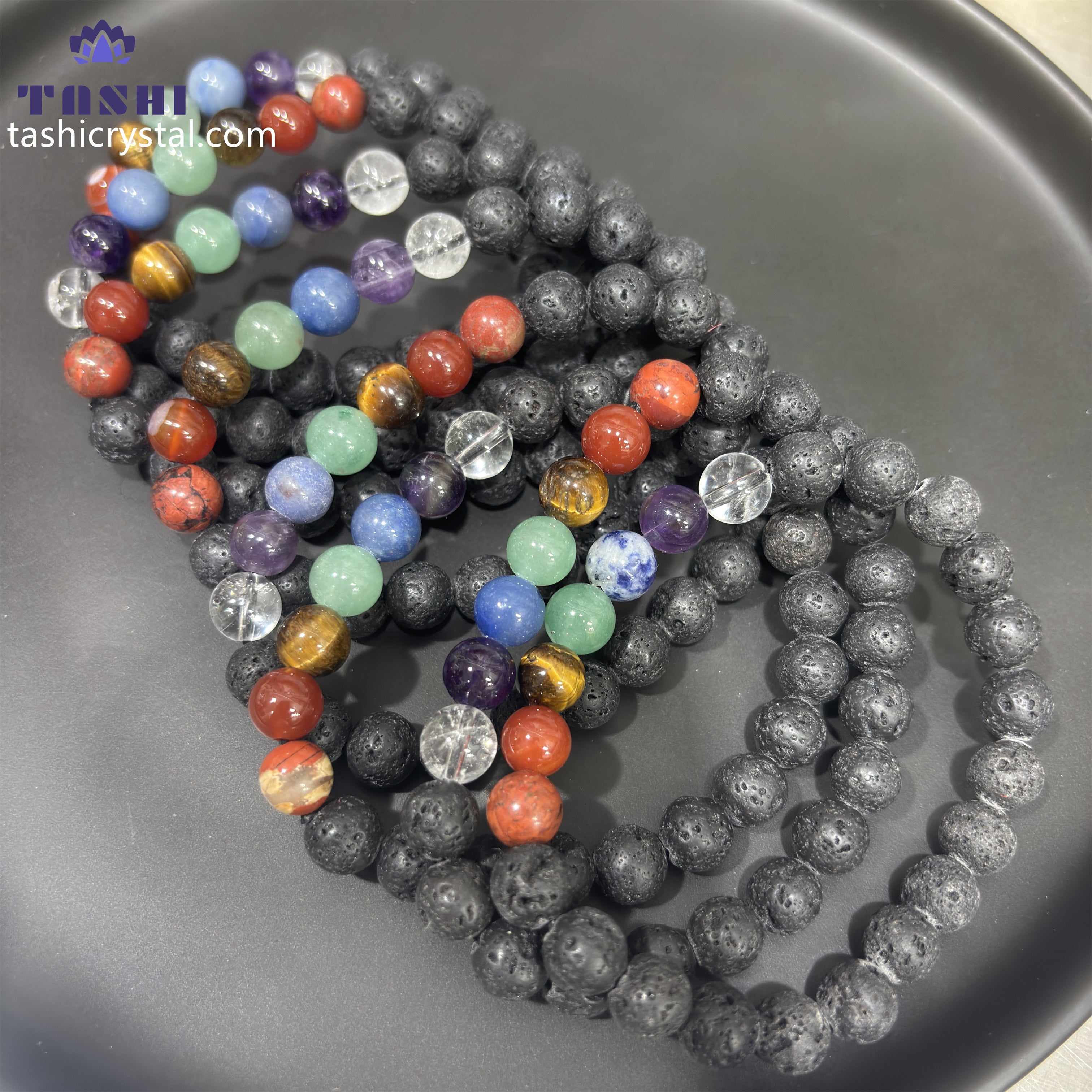 8mm Lava Stone Chakra Bracelets Round Beaded Bracelets Stretch Beads