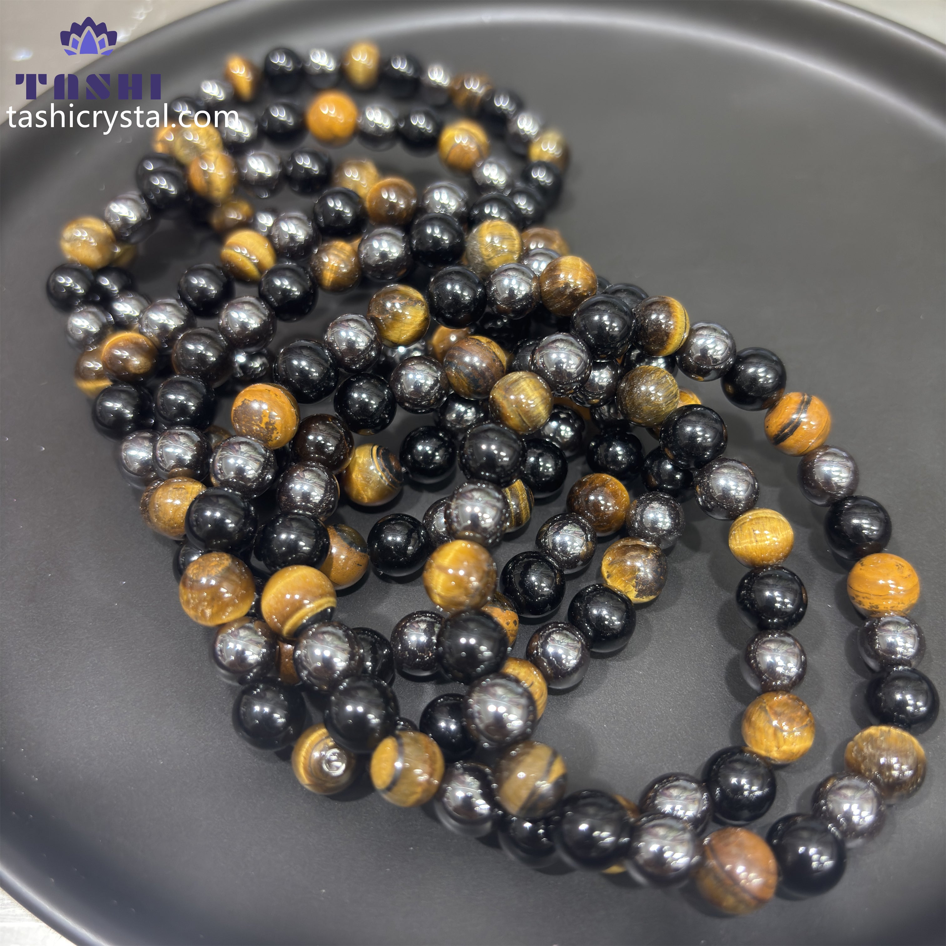 8mm Hematite Obsidian Bracelets Round Beaded Bracelets Stretch Beads