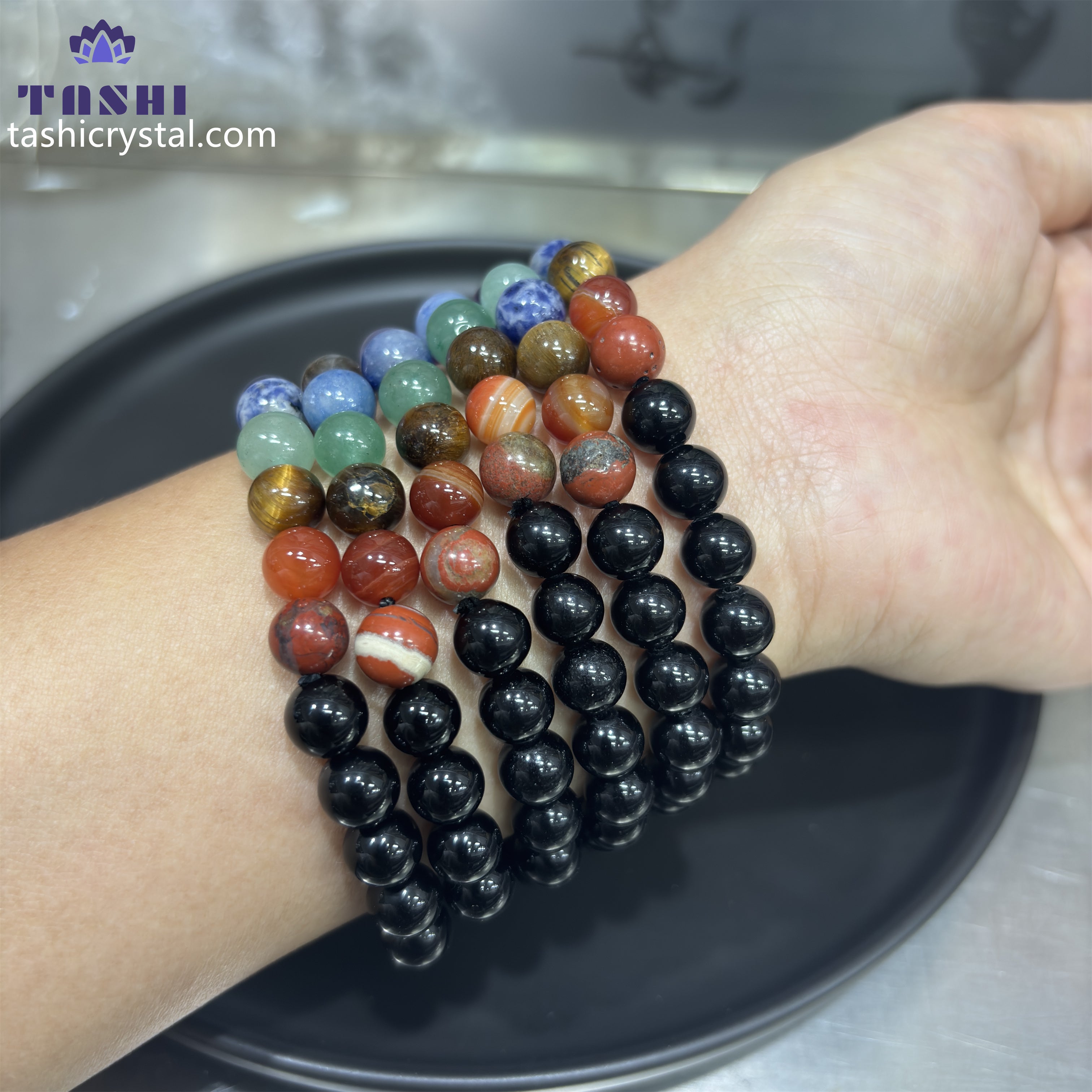 8mm Obsidian Chakra Bracelets Round Beaded Bracelets Stretch Beads