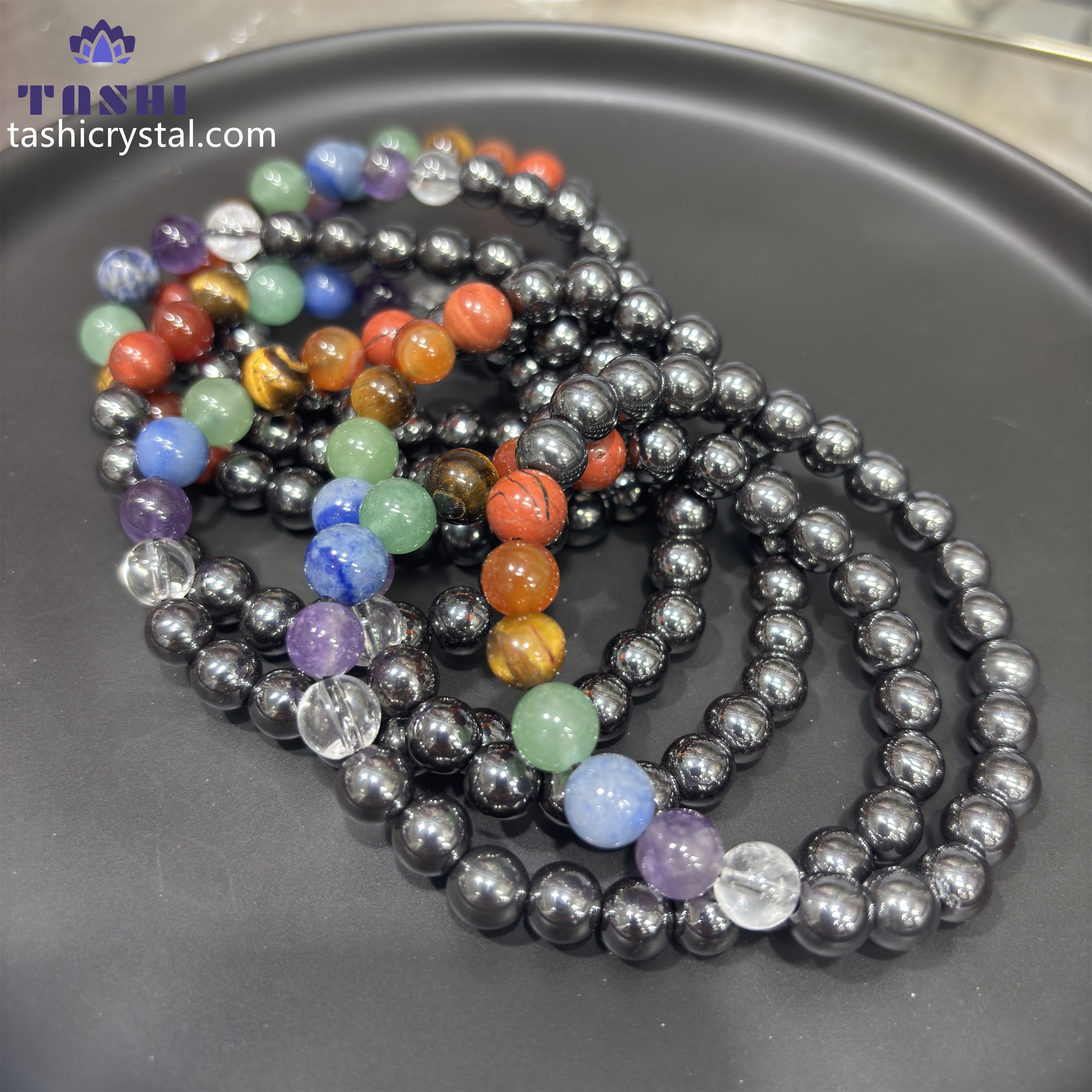 8mm Hematite Stone Chakra Bracelets Round Beaded Bracelets Stretch Beads