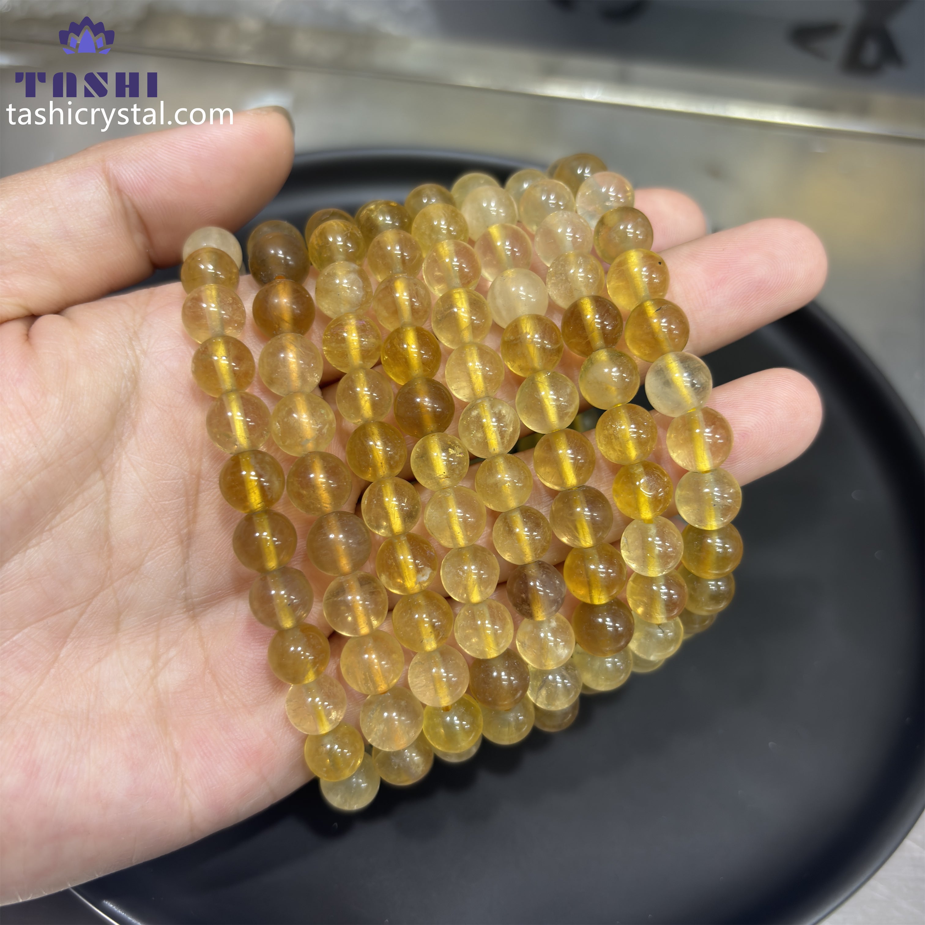 8mm Yellow Fluorite Bracelets Round Beaded Bracelets Stretch Beads