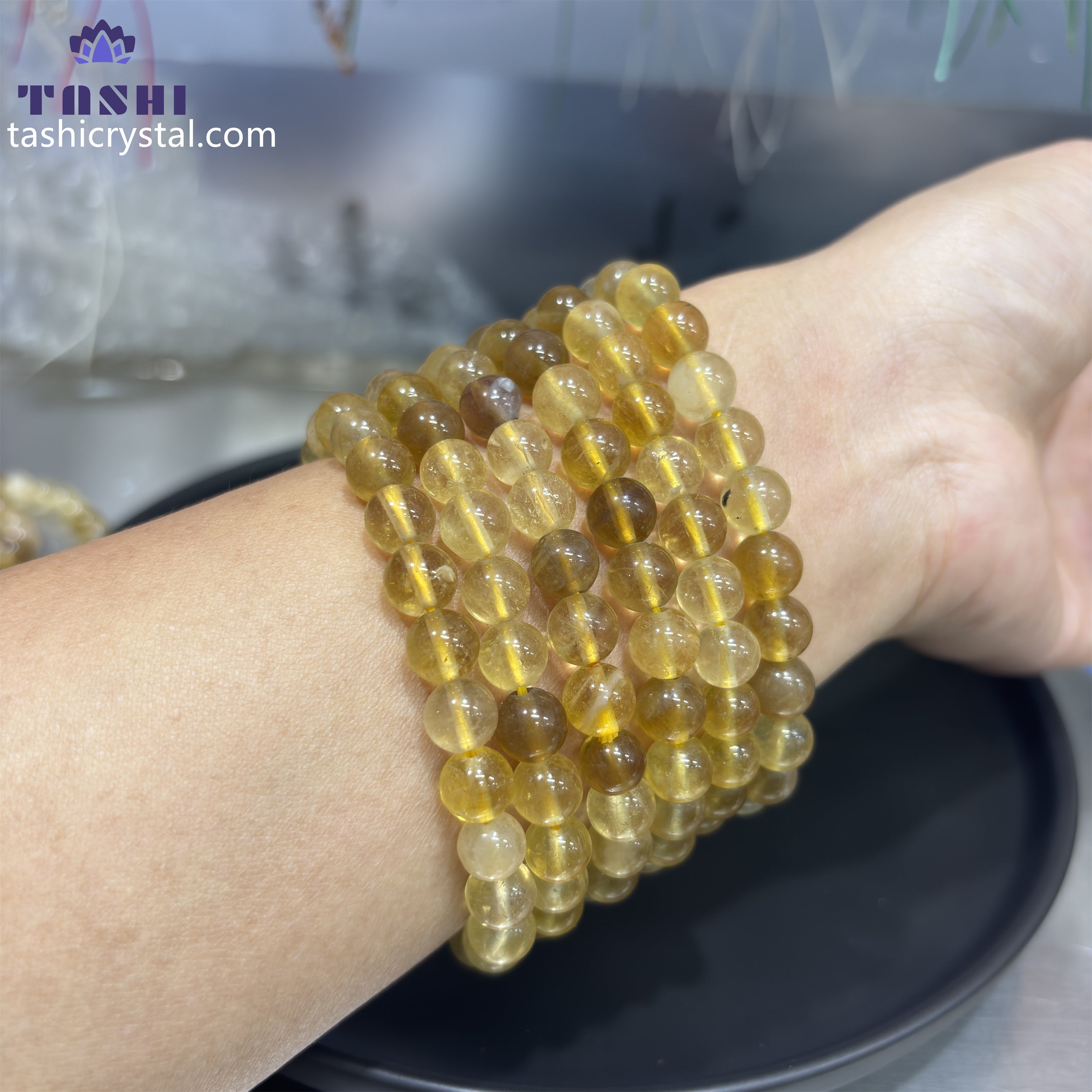 8mm Yellow Fluorite Bracelets Round Beaded Bracelets Stretch Beads