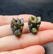 Mini Golden Sheen Obsidian Dragon Head Carvings Confetti Jewelry Charms