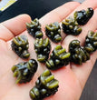 Mini Golden Sheen Obsidian Dragon Head Carvings Confetti Jewelry Charms