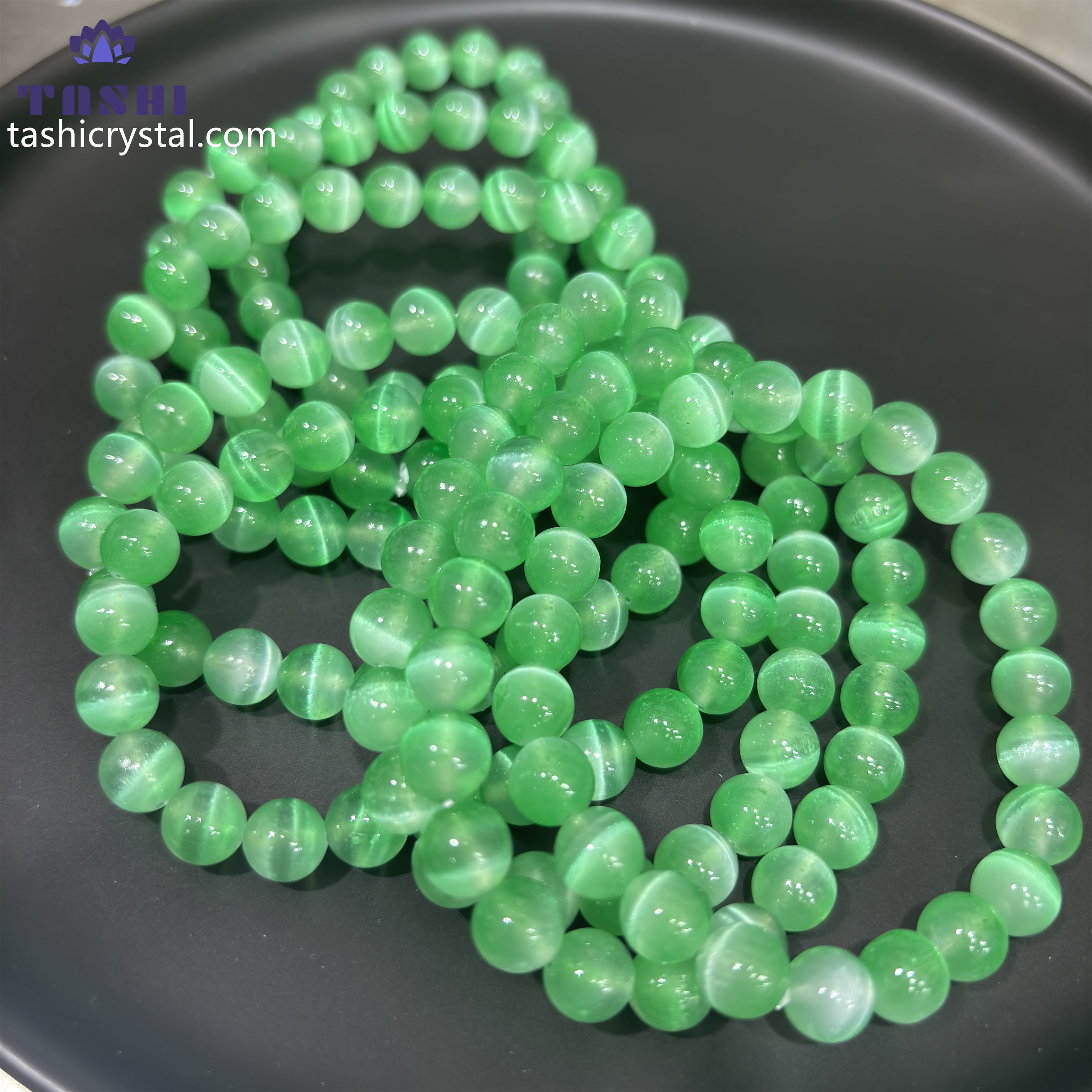 8mm Green Selenite Bracelets Round Beaded Bracelets Stretch Beads