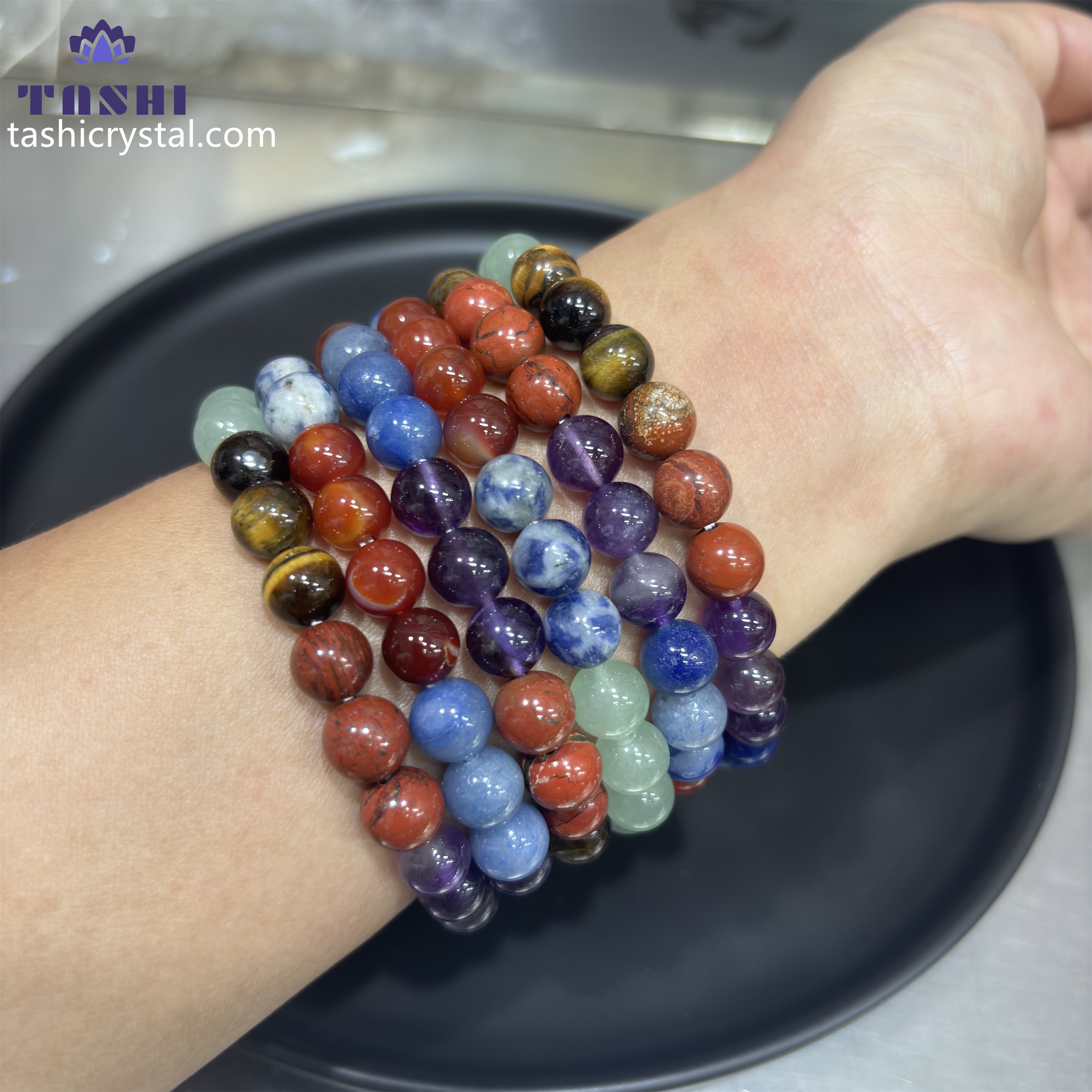 8mm Chakra Bracelets Round Beaded Bracelets Stretch Beads