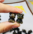 Mini Golden Sheen Obsidian No Face Bear Carvings Confetti Jewelry Charms