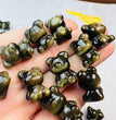 Mini Golden Sheen Obsidian No Face Bear Carvings Confetti Jewelry Charms