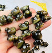 Mini Golden Sheen Obsidian No Face Bear Carvings Confetti Jewelry Charms