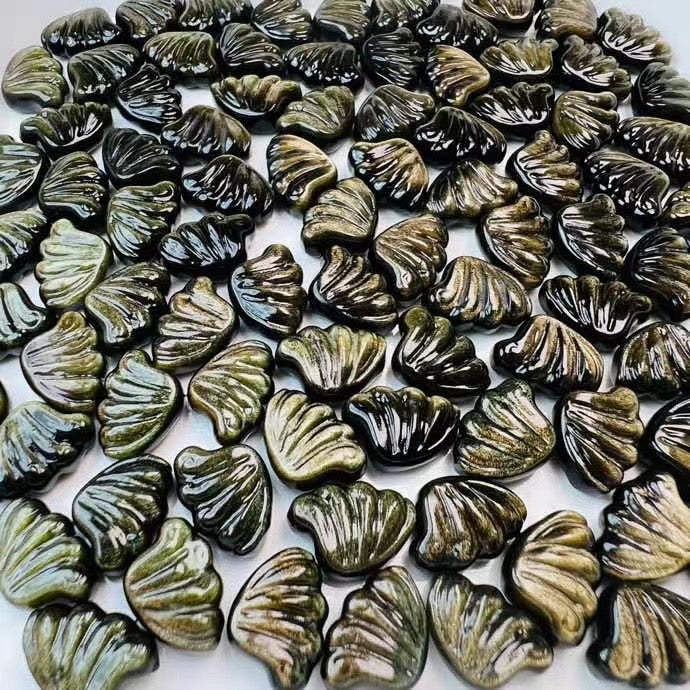 Mini Golden Sheen Obsidian Butterfly Wings Carvings Confetti Jewelry Charms