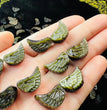 Mini Golden Sheen Obsidian Angel Wing Carvings Confetti Jewelry Charms