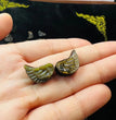 Mini Golden Sheen Obsidian Angel Wing Carvings Confetti Jewelry Charms