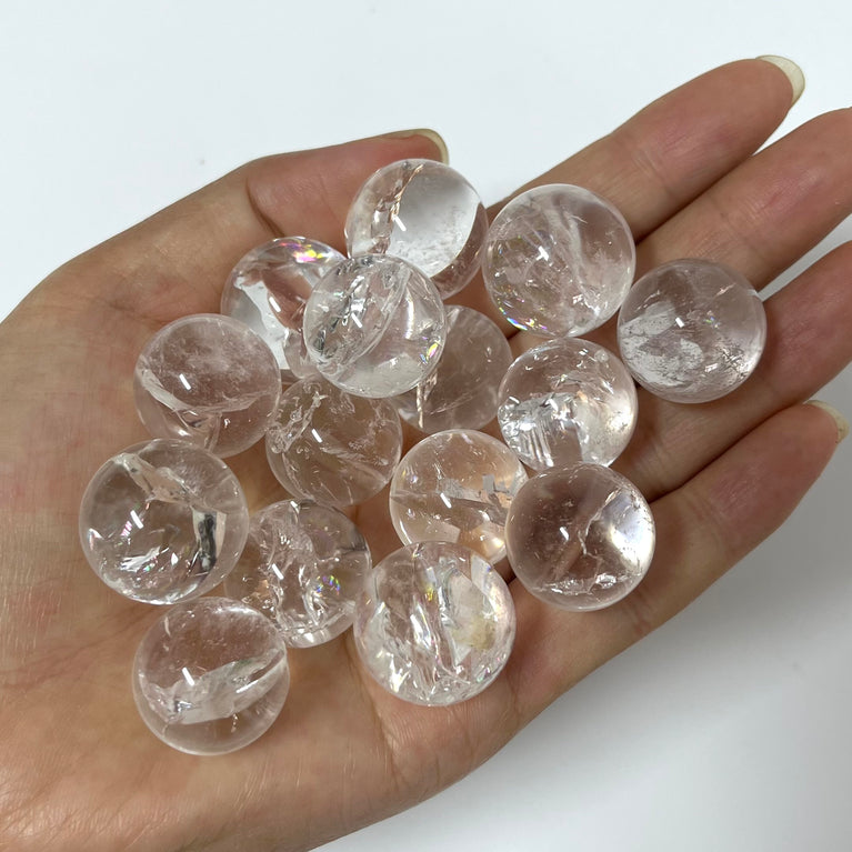 2CM High Quality Clear Quartz Spheres with Rainbow