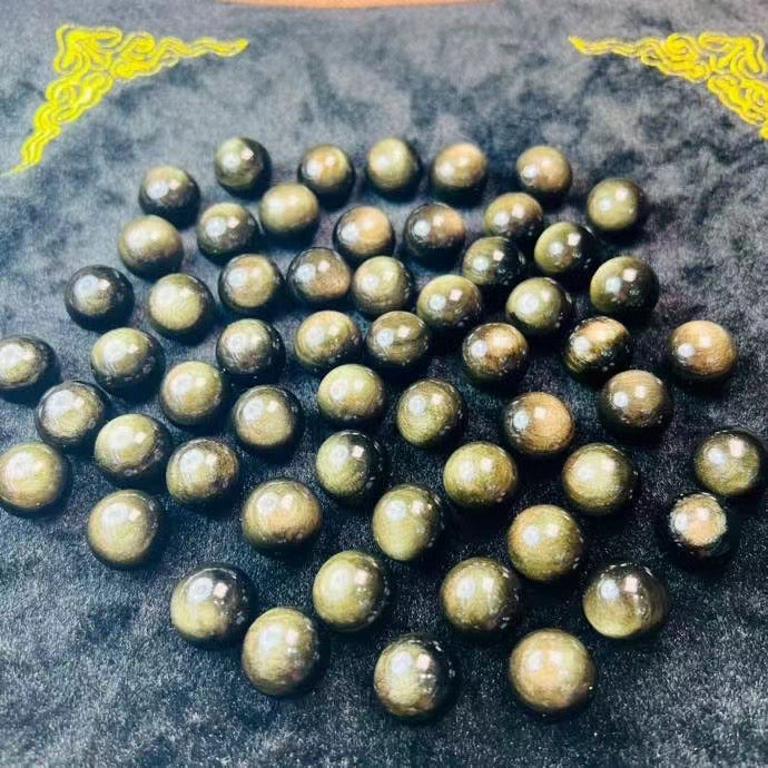 Mini Golden Sheen Obsidian Sphere Carvings Confetti Jewelry Charms