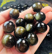 Mini Golden Sheen Obsidian Sphere Carvings Confetti Jewelry Charms