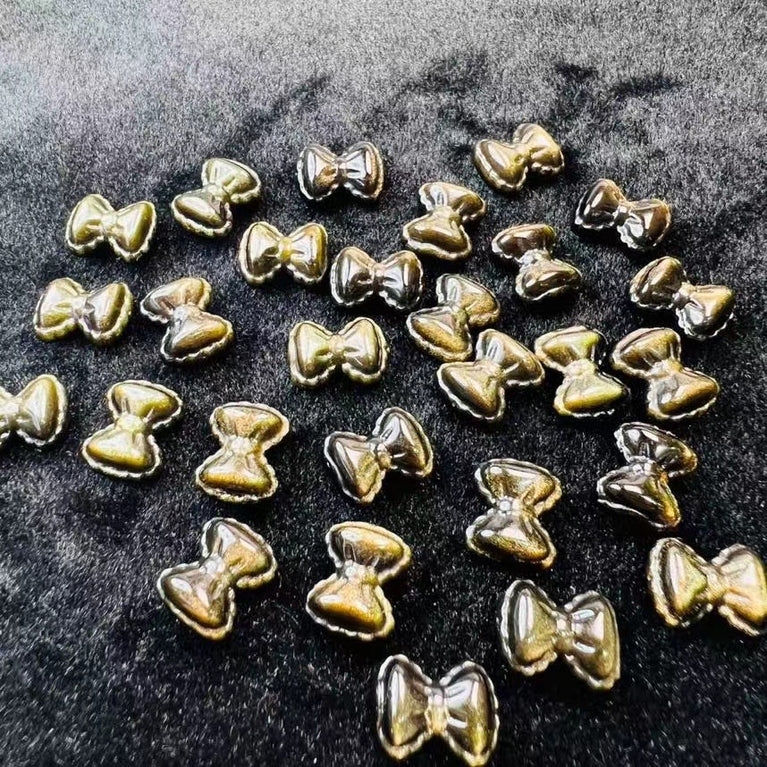 Mini Golden Sheen Obsidian Bow Tie Carvings Confetti Jewelry Charms