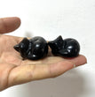 3.5CM Mini Silver Sheen Obsidian Sleeping Cat