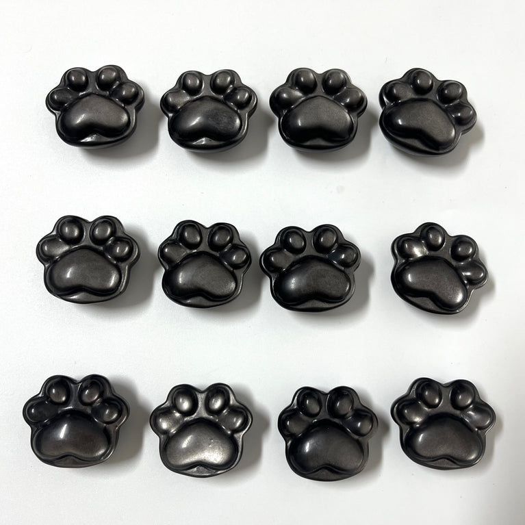 4CM Mini Silver Sheen Obsidian Cat Paw Pawprint Natural Strong Flash