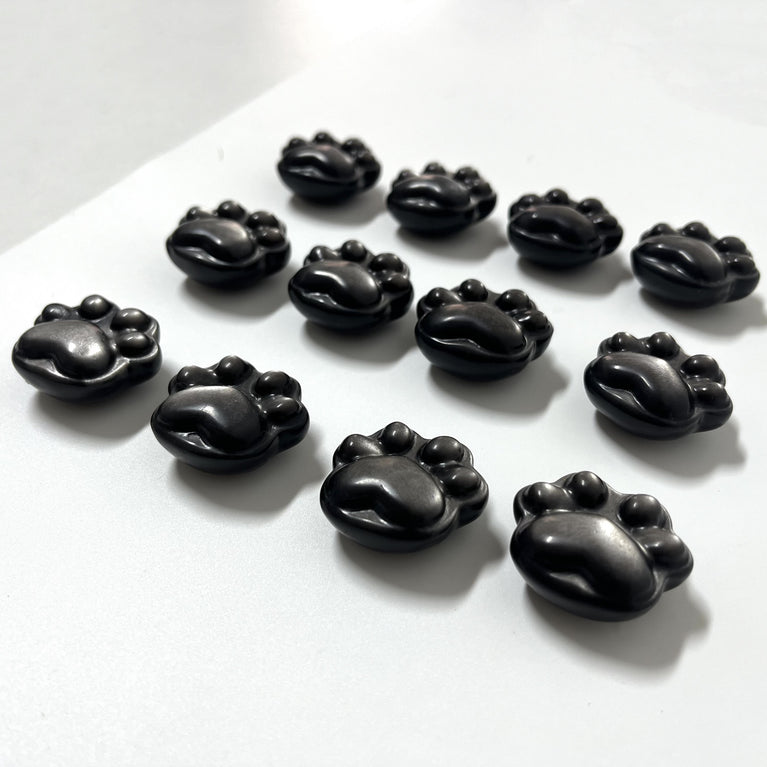 4CM Mini Silver Sheen Obsidian Cat Paw Pawprint Natural Strong Flash