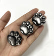 4CM Mini Silver Sheen Obsidian Cat Paw Pawprint Natural Strong Flash