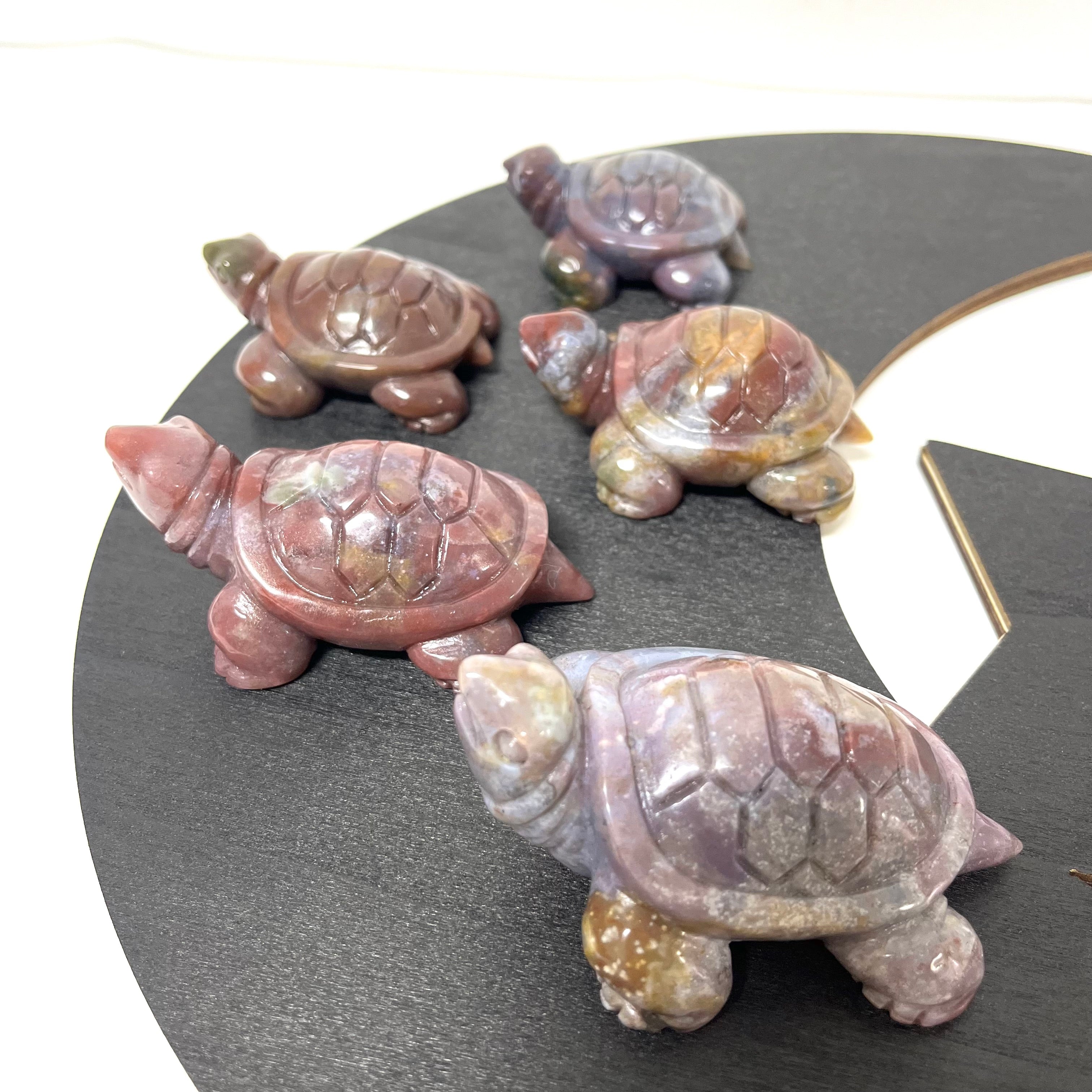 5PCS Ocean Jasper Turtle Carvings