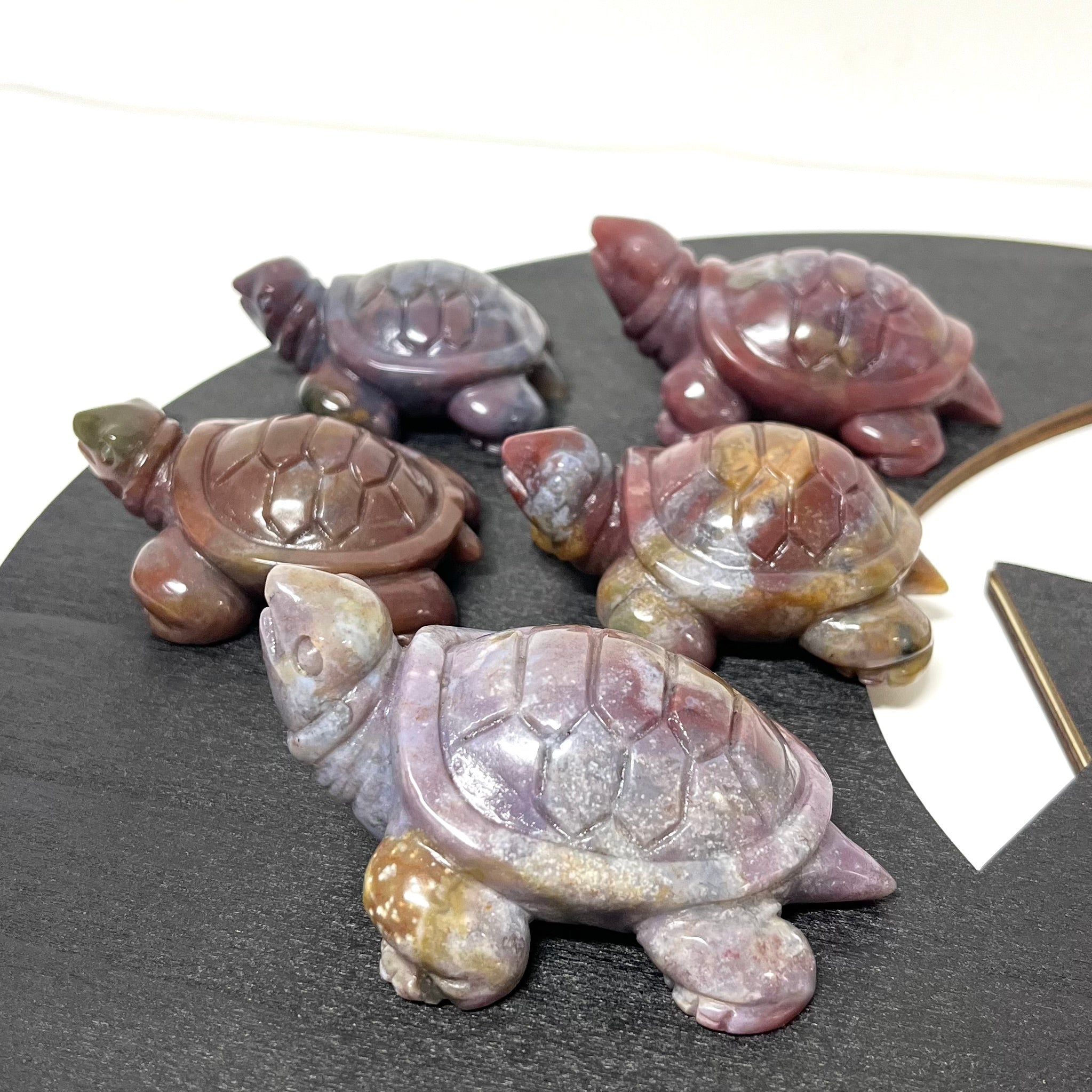 5PCS Ocean Jasper Turtle Carvings