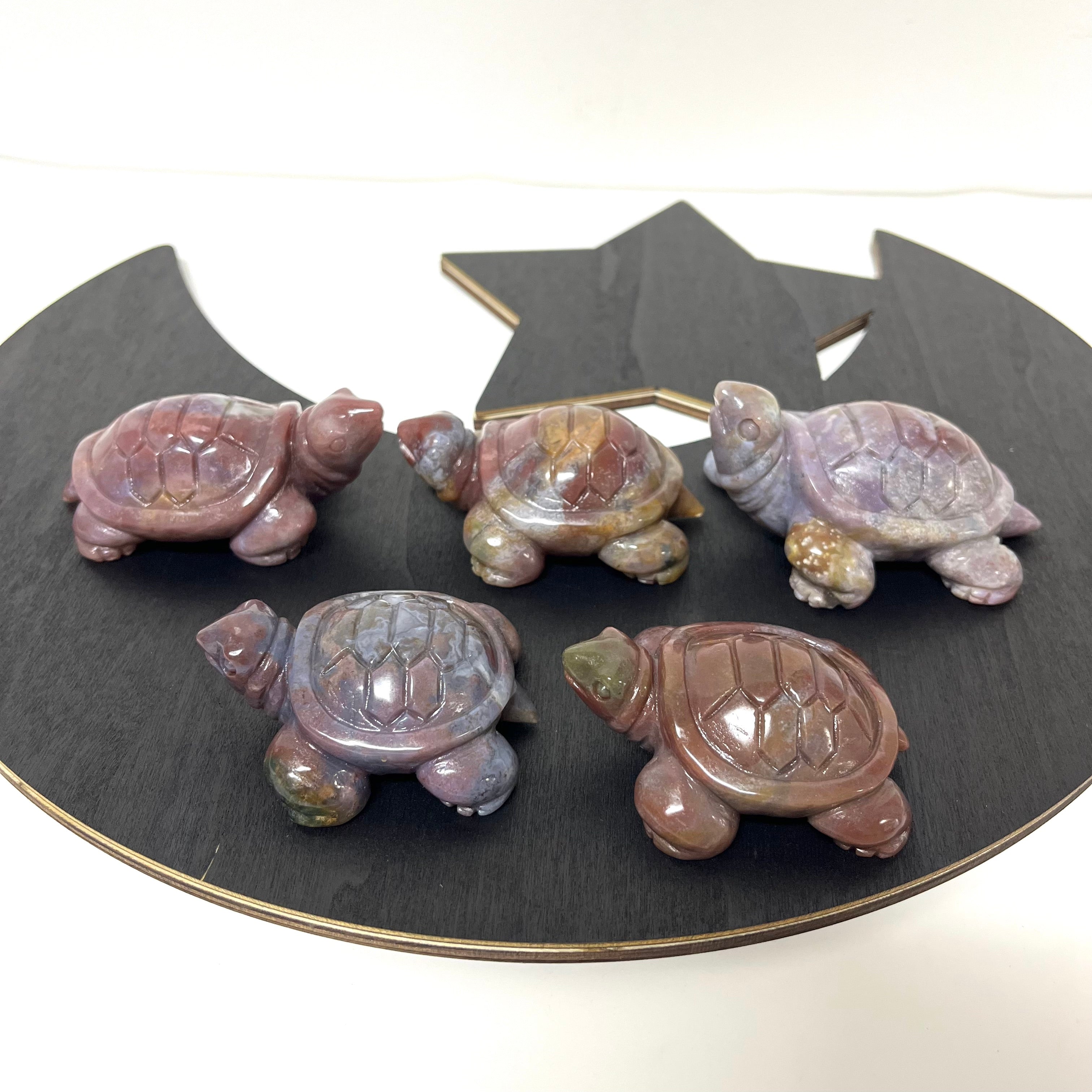 5PCS Ocean Jasper Turtle Carvings