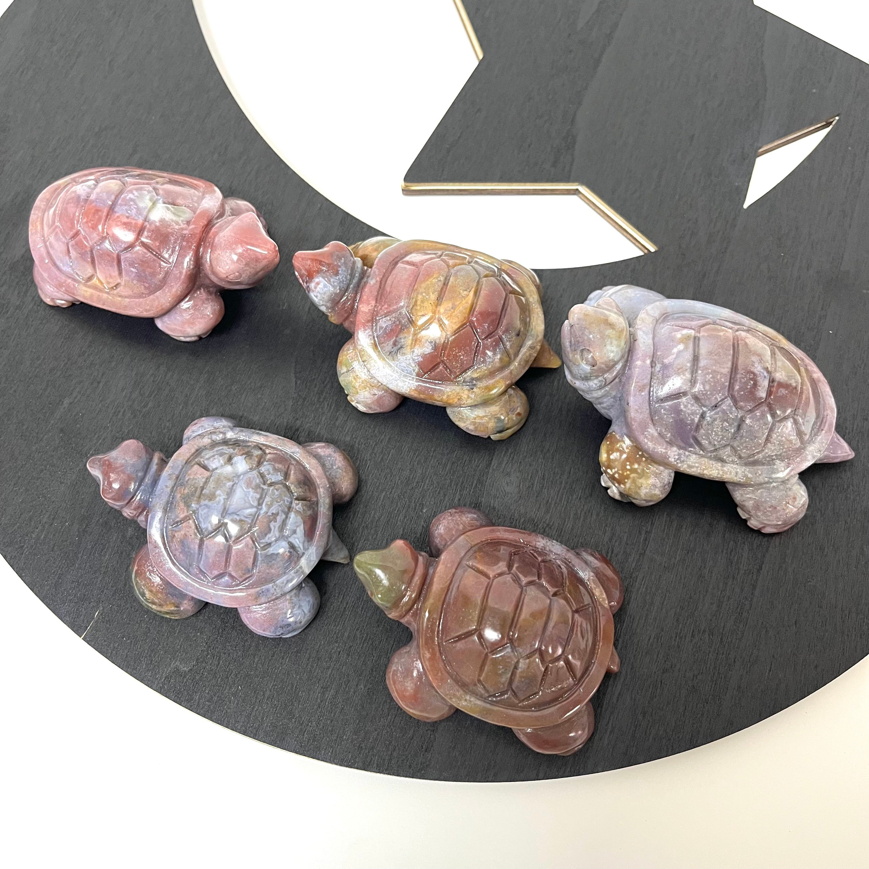 5PCS Ocean Jasper Turtle Carvings