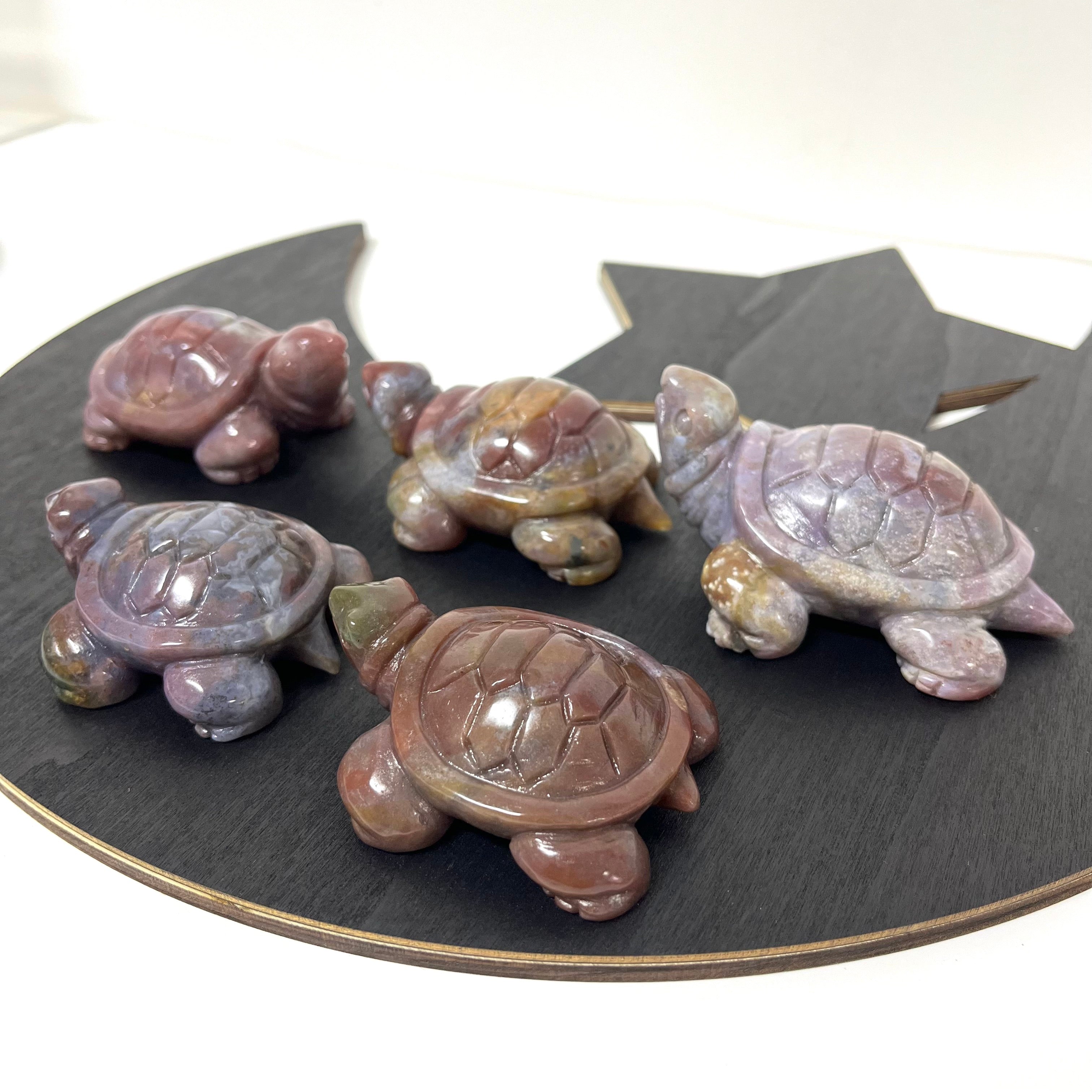5PCS Ocean Jasper Turtle Carvings