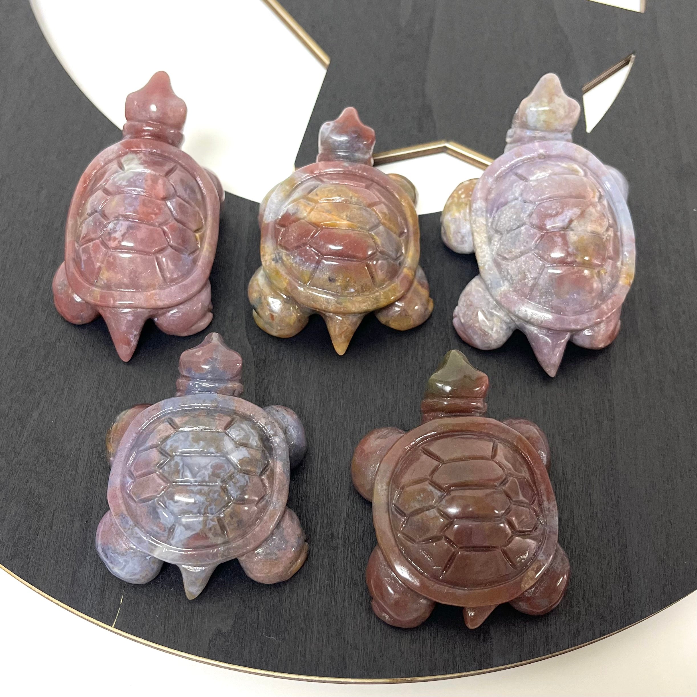 5PCS Ocean Jasper Turtle Carvings