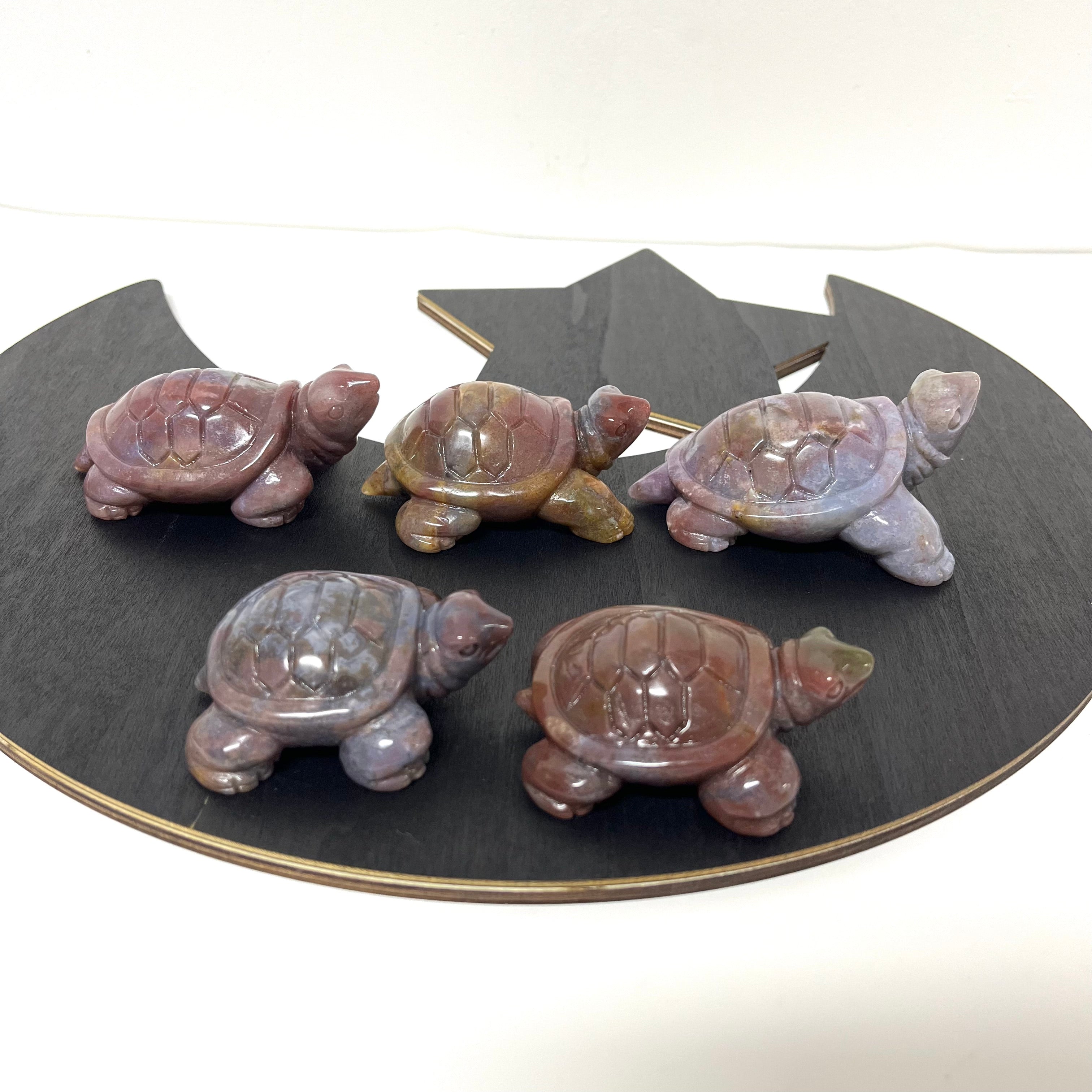 5PCS Ocean Jasper Turtle Carvings
