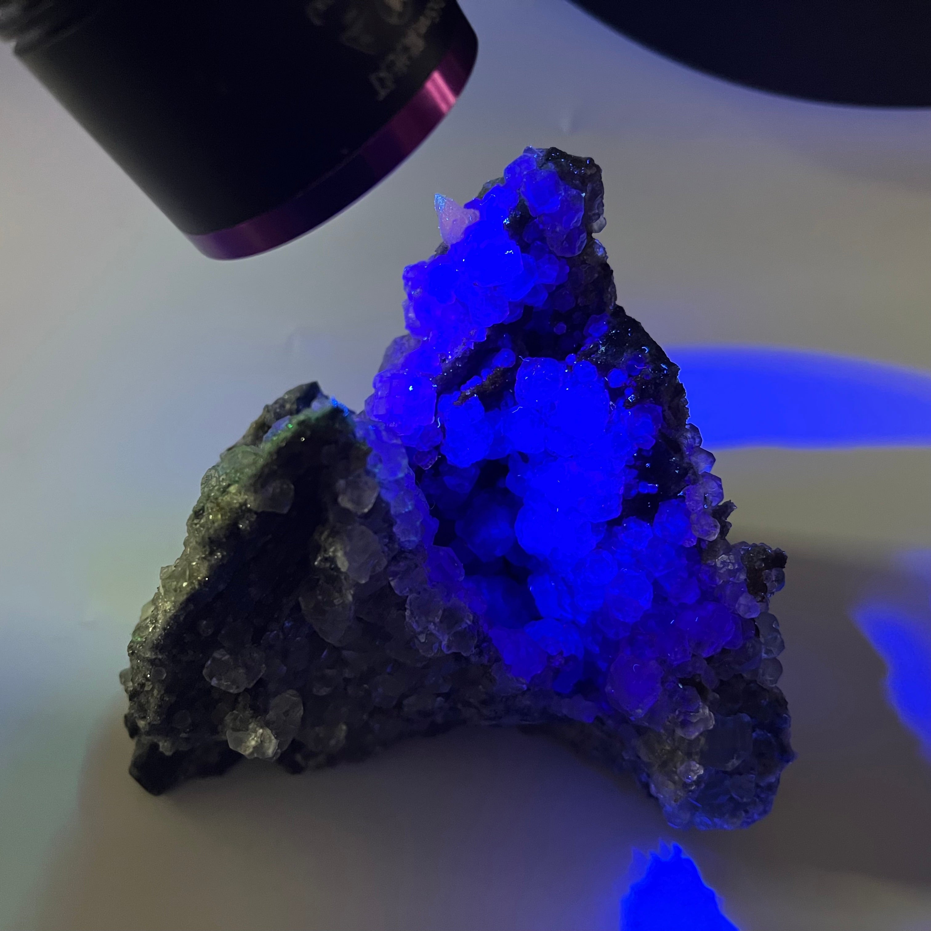 Natural UV Reactive Green Fluorite with Mangano Calcite on Sphalerite Specimen